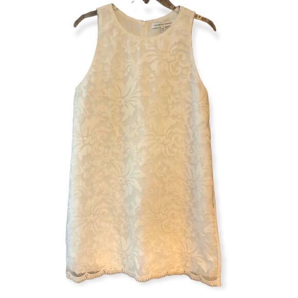 Cupcakes and Cashmere Sz M White Shift Girly Lace Sleeveless Summer Beach Dress - Picture 2 of 9